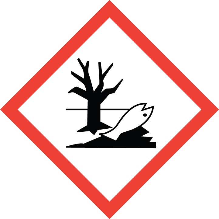GHS09 pictogram milieugevaarlijk, dode boom en dode vis in rood-wit ruit