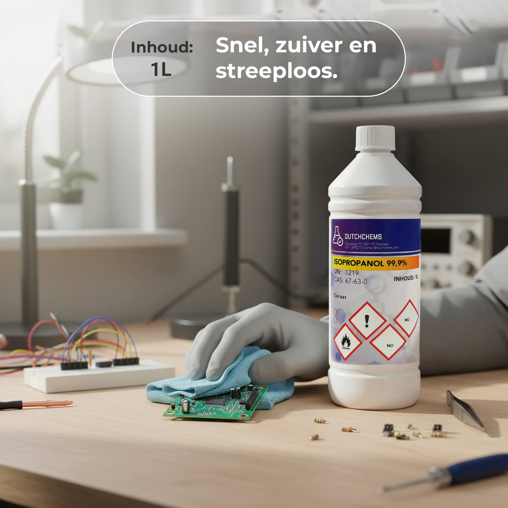 Isopropyl alcohol dat wordt gebruikt voor het reinigen van elektronica