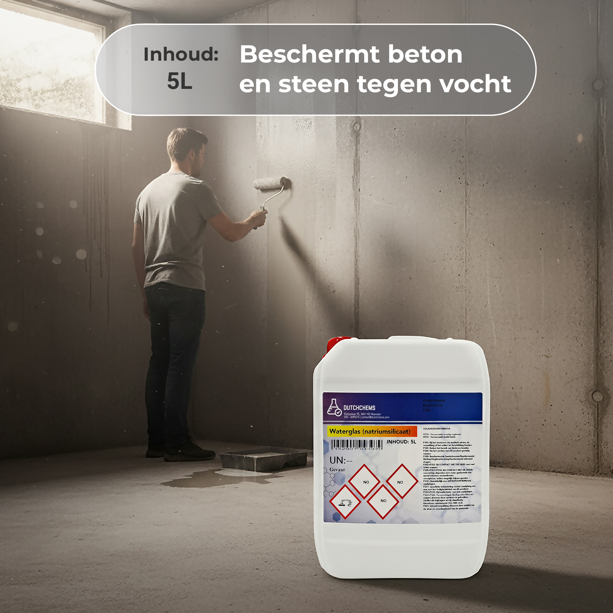 Aanbrengen van waterglas op betonnen muur