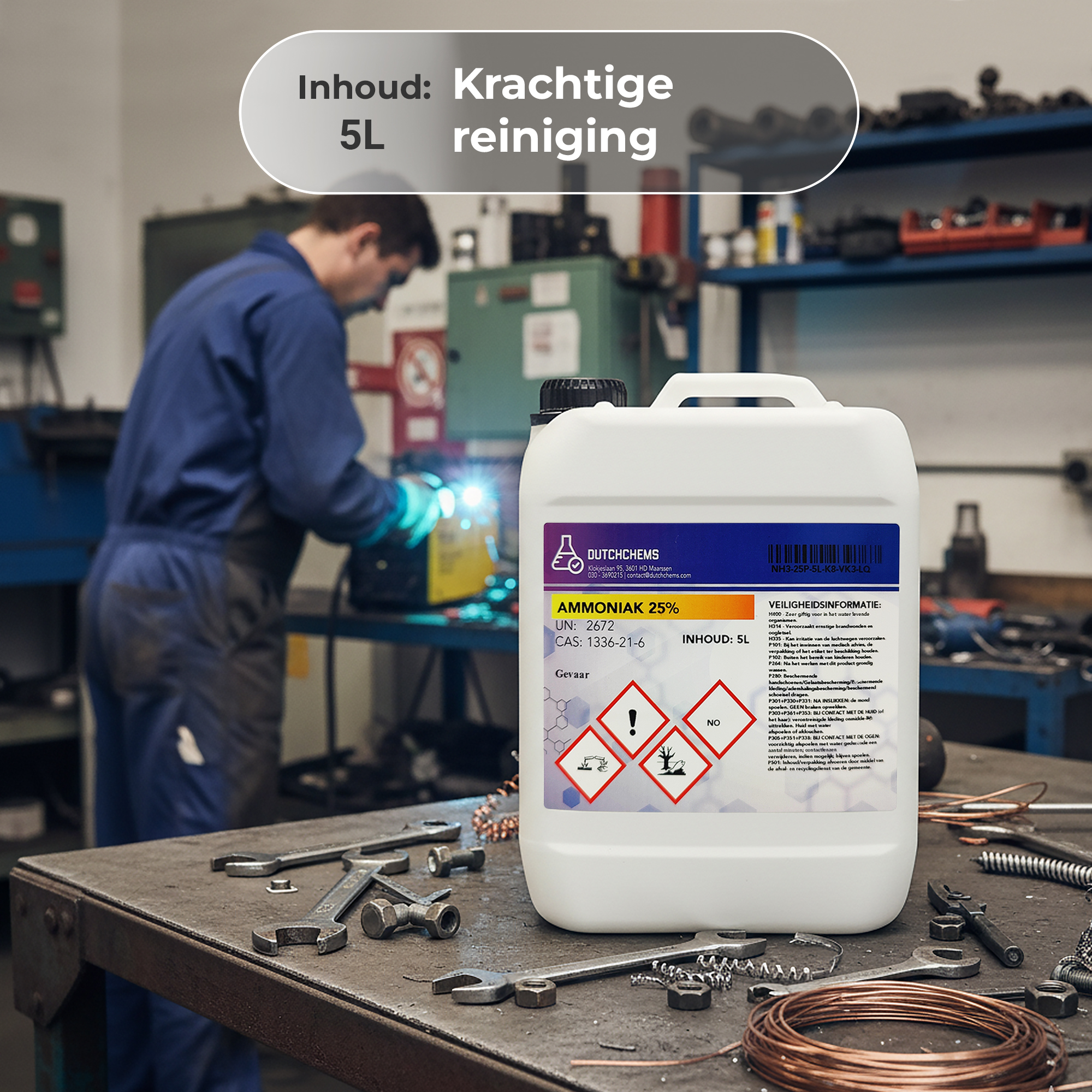 Can ammonia 25 procent in werkplaatsomgeving