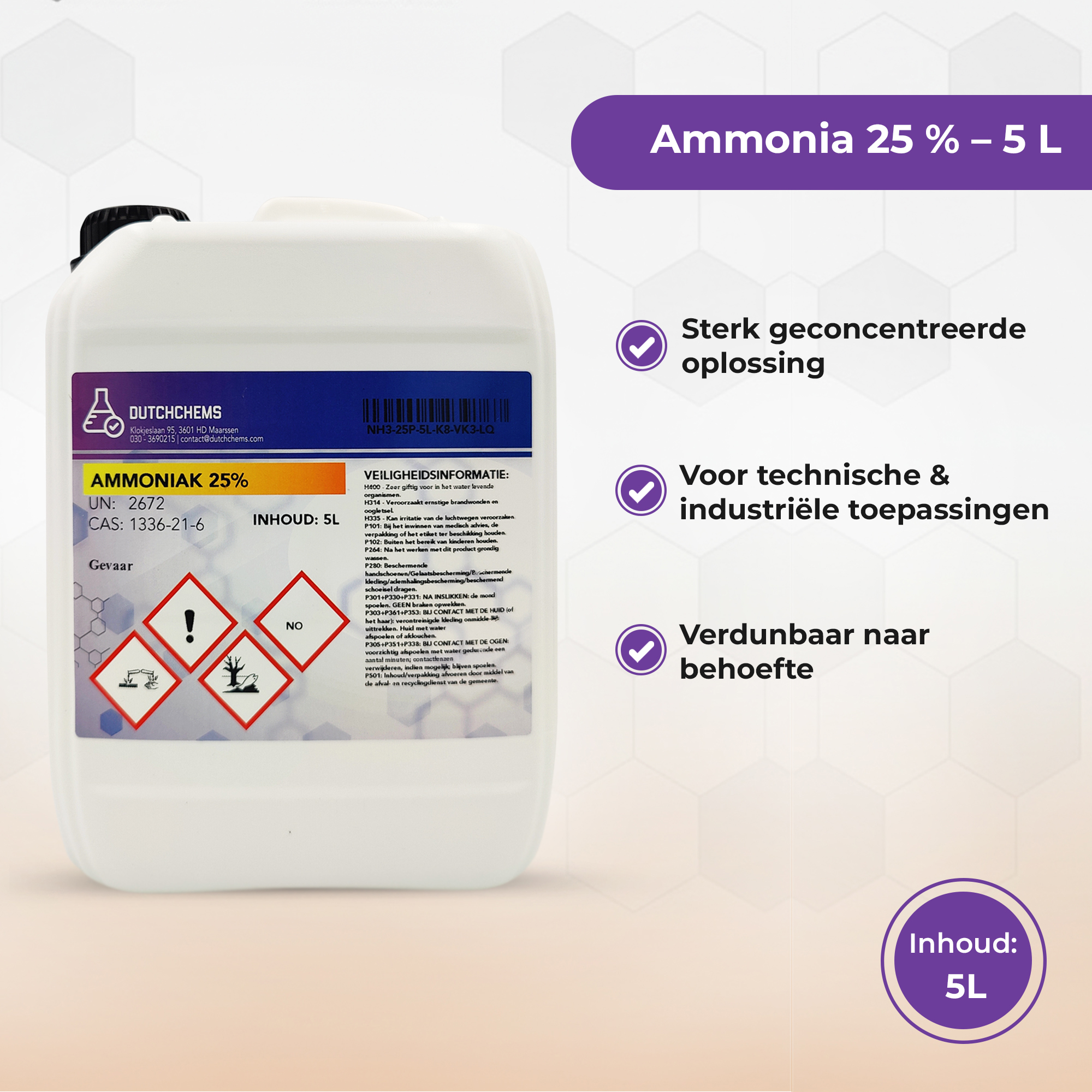 Ammoniak 25% informatie over kenmerken