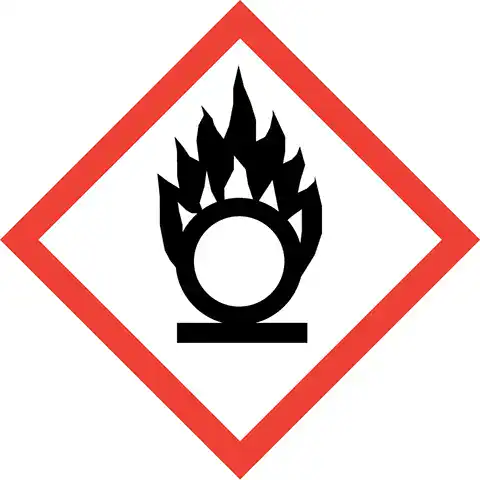 GHS03-Piktogram mit einer Flamme über einem Kreis.