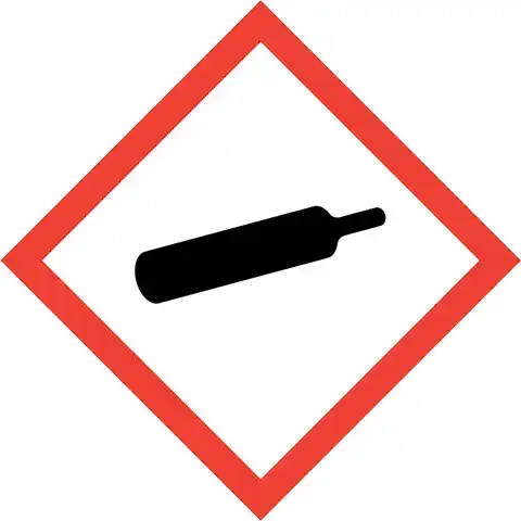 GHS04-Piktogram für Gas unter Druck, schwarzes Gasflaschensymbol in rot-weißer Raute