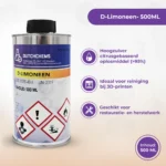 D-Limoneen 500 ml oplosmiddel van DutchChems met toepassingen voor 3D-printen en herstelwerk